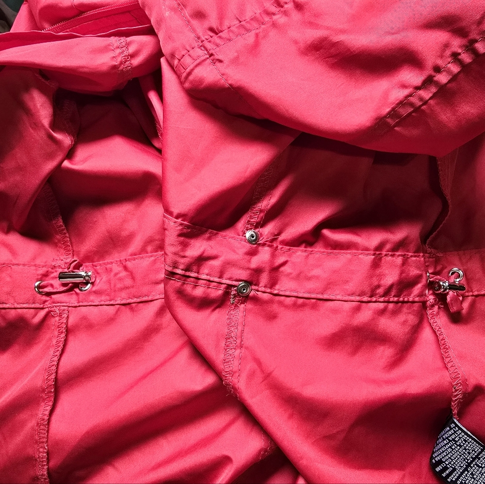 Jones New York XL Red Windbreaker Raincoat Utility Jacket Lightweight Hooded EUC - Picture 8 of 8